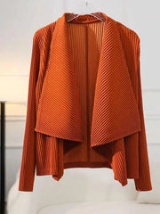 Luxury Pleated Drape Collar Jacket