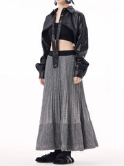 Pleated Crepe Maxi Skirt