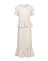 Pleated Pearl Peplum Skirt Set
