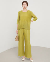 Peplum Pleated Trousers Set