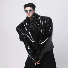 Men's Vegan Leather Crop Streetwear Jacket