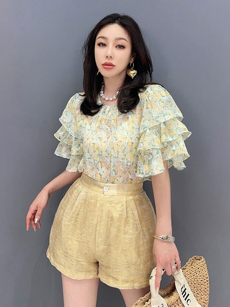 Lizza Luxe Floral Chiffon Blouse