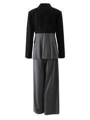 Women's Elegant Pleated Blazer & Trousers Suit Set