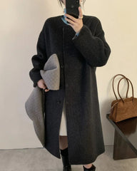 Wool-Blend Coat with Detachable Scarf