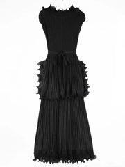 Truly Sleeveless Chiffon Plissé Pleated Dress