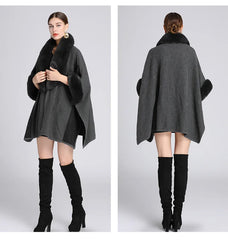 Women's Plush Faux Fur Woolen Cloak Coat