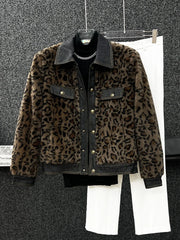 Men's Faux Mink Leopard Quilted Jacket