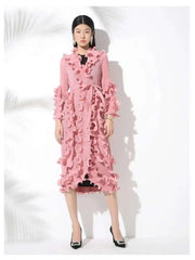 Truly Plissé Ruffle Long Coat