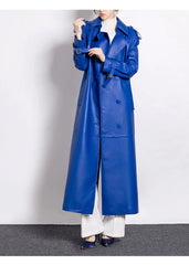 Women's Luxe Vegan Faux Leather Trench Coat