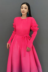 Gorgeous Pink Floral Sleeve Gradient Maxi Dress