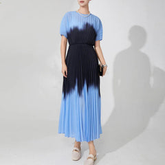 Gradient Pleated Plissé Dress