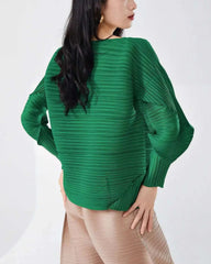 Elegant Plissé Long-Sleeve Top