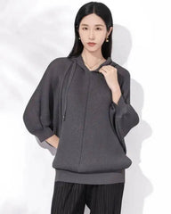 Luxe Batwing Plisse Hoodie