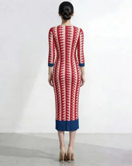 Luxury Pleated 3/4 Sleeve Dress