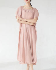 Luxury Pleats Square-Neck Dress