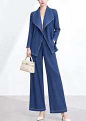 Petite Plissé Two-Piece Pant Set