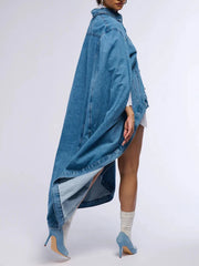 Designer Denim Oversized Cape Coat