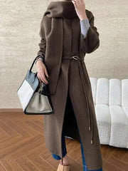 Luxury Wool-Blend Scarf Coat