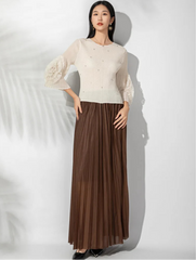 Luxury Sheer Pleated Ruffled Top