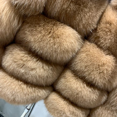 Ladies Fox Fur Crop Bomber Jacket