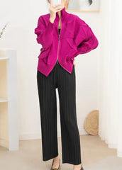 Luxe Pleated Geometric Balloon-Sleeve Jacket