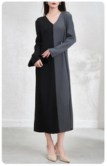 Elegant V-Neck Pleats Dress
