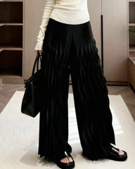Luxury Plissé Wide-Leg Pants