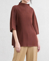 Elegant Mock-Neck Pleated Top