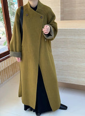 Elegant Belted Longline Wool-Blend Coat