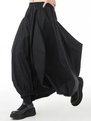 Olivia High Elastic Waist Black Irregular Pleated Skirt