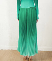 High-Waisted Plissé Wide-Leg Pants