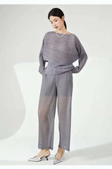 Pleated Relaxed Boat Neck Top