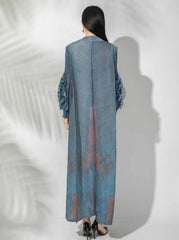 Plissé Maxi Lantern Sleeves Dress