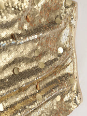 High-Waist Metallic Sequin Maxi Skirt