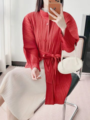 Luxury Plisse Mid-Length Jacket