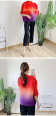 Pleated Ombre Blouse Top