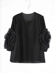 Truly Pleated Ruffle Sleeve Top