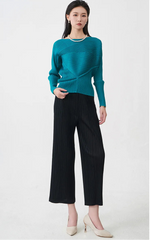 Plissé Pleated Knit Asymmetric Top