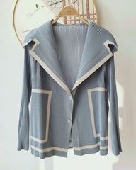 Pleated Shawl-Collar Cardigan