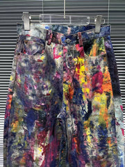 Women's Paint Splatter Wide-Leg Jeans