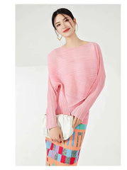 Pleated Relaxed Boat Neck Top