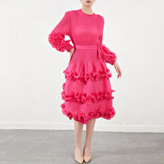 Luxury Plissé Ruffle Dress
