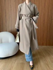 Women's Elegant Draped Collar Trench Coat