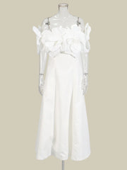 Luxury Off-Shoulder 3D Bloom Dress
