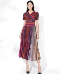 Ombre Stripe Plisse Dress