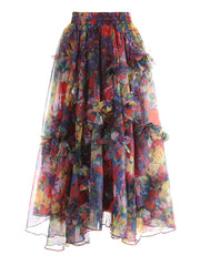 Floral Appliqué Pull-On Skirt