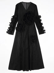 Pleated 3D Ruffle Floral Dress