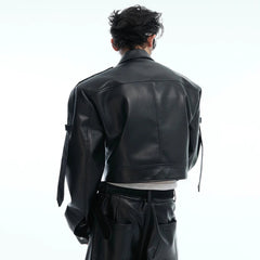 Men’s Luxe Black Vegan Leather Oversized Moto Jacket