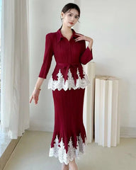 2-Piece Pleated Peplum Skirt Set