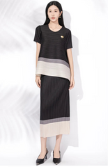 Elegant Pleated Tunic Skirt Set